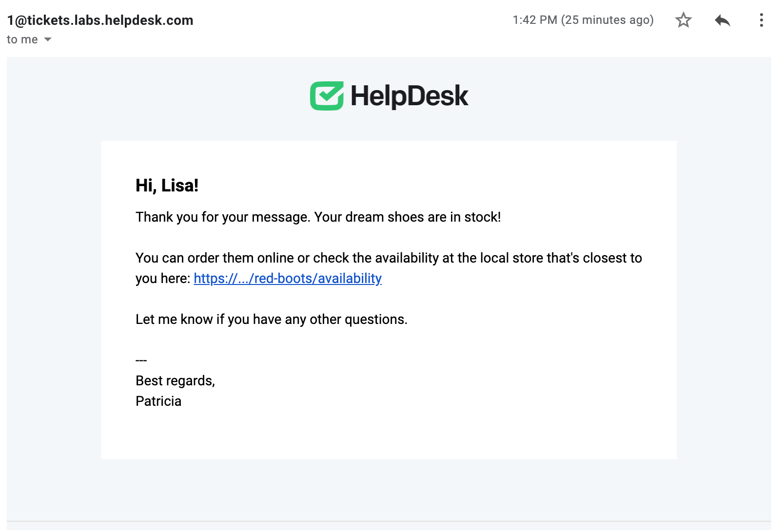 Helpdesk Email Template