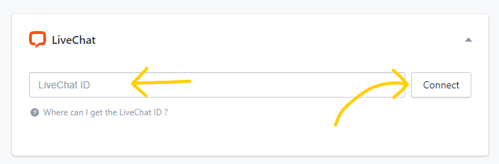 Enter your LiveChat ID and click Connect.