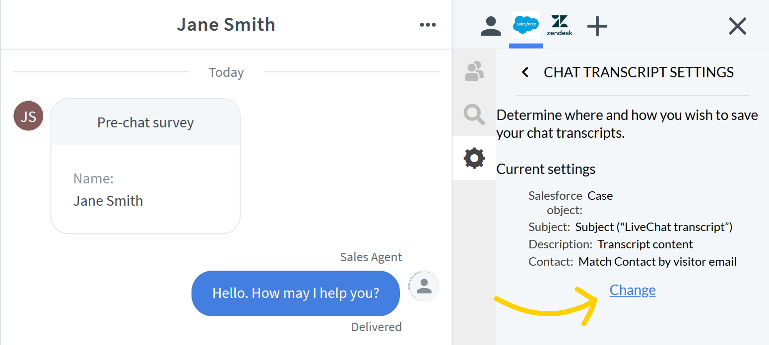 Change Salesforce object in LiveChat