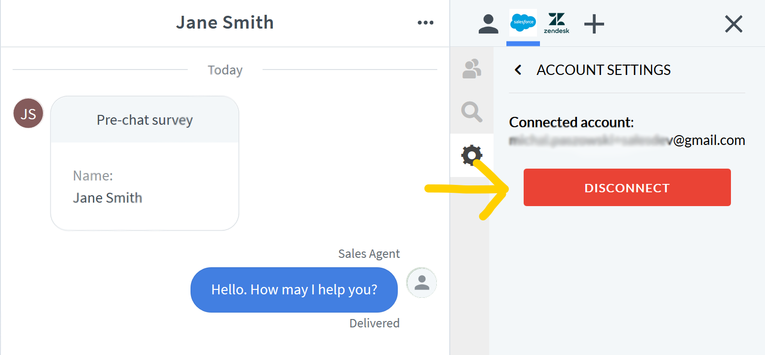 Disconnect Salesforce button