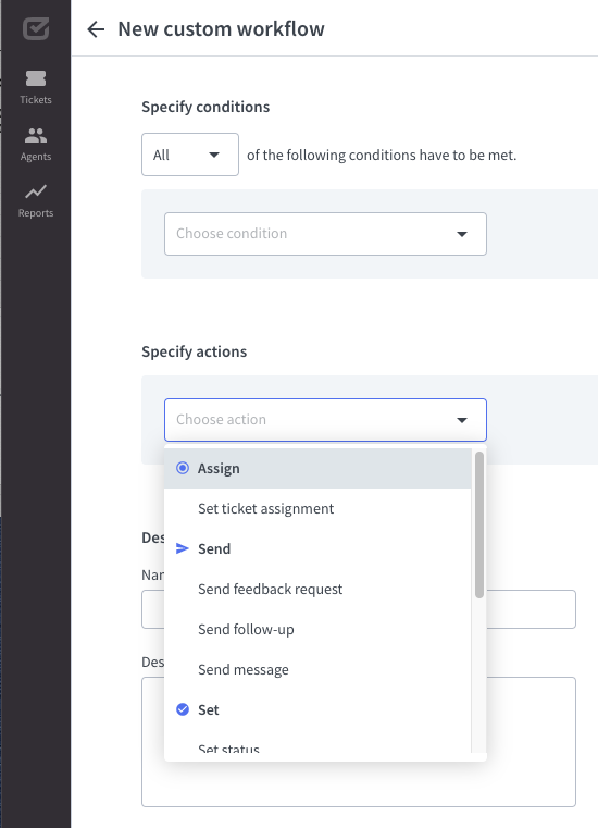 List of actions in the automated workflows.