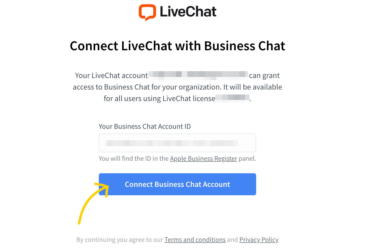 Connect LiveChat with Business Chat