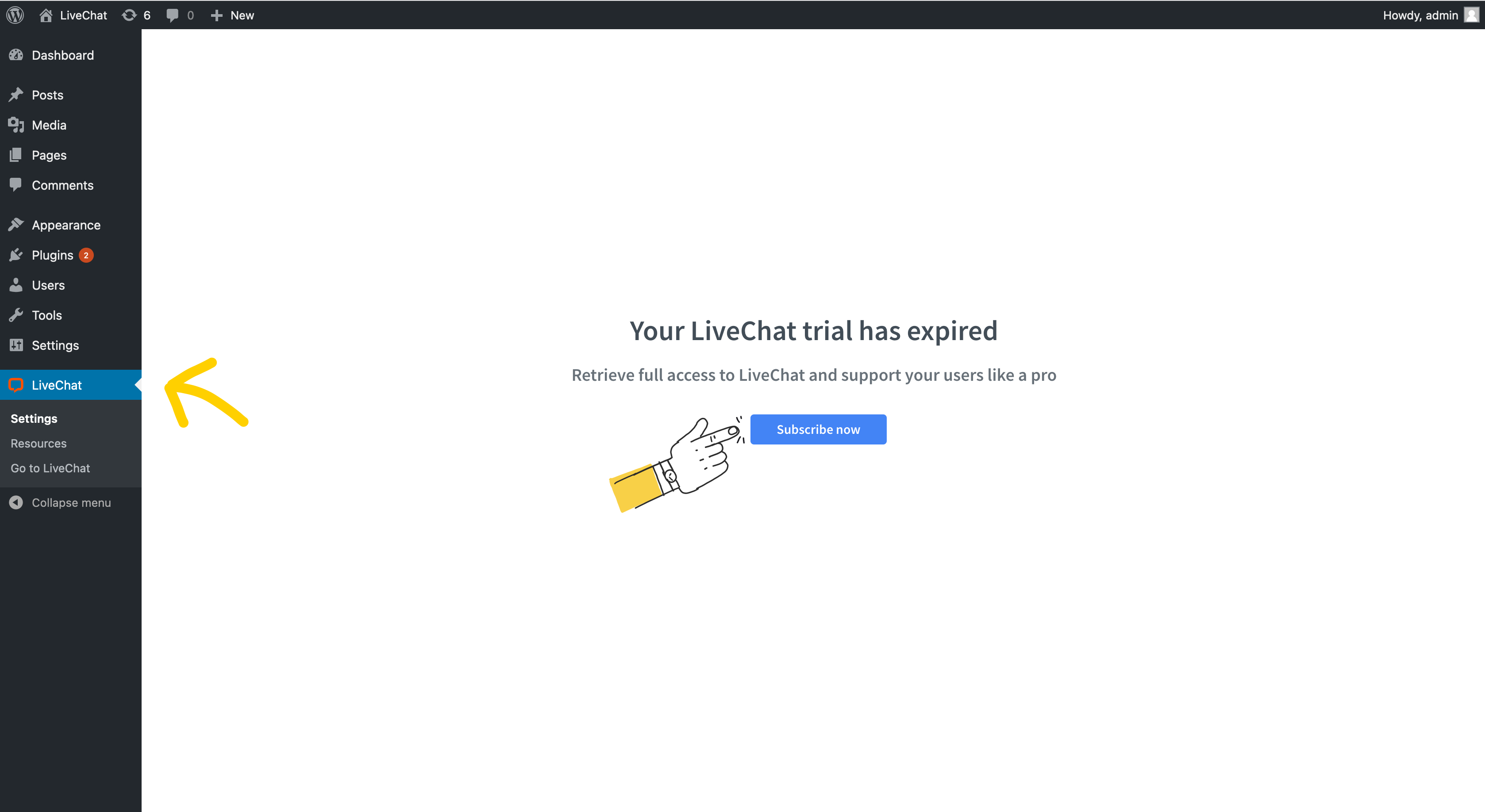 Your LiveChat trial has expired