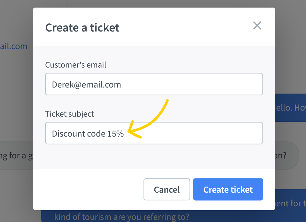 Enter ticket subject