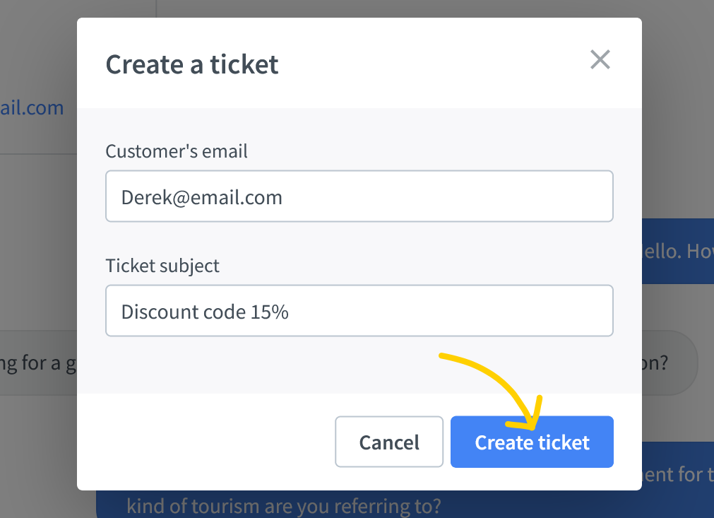 Create a ticket button