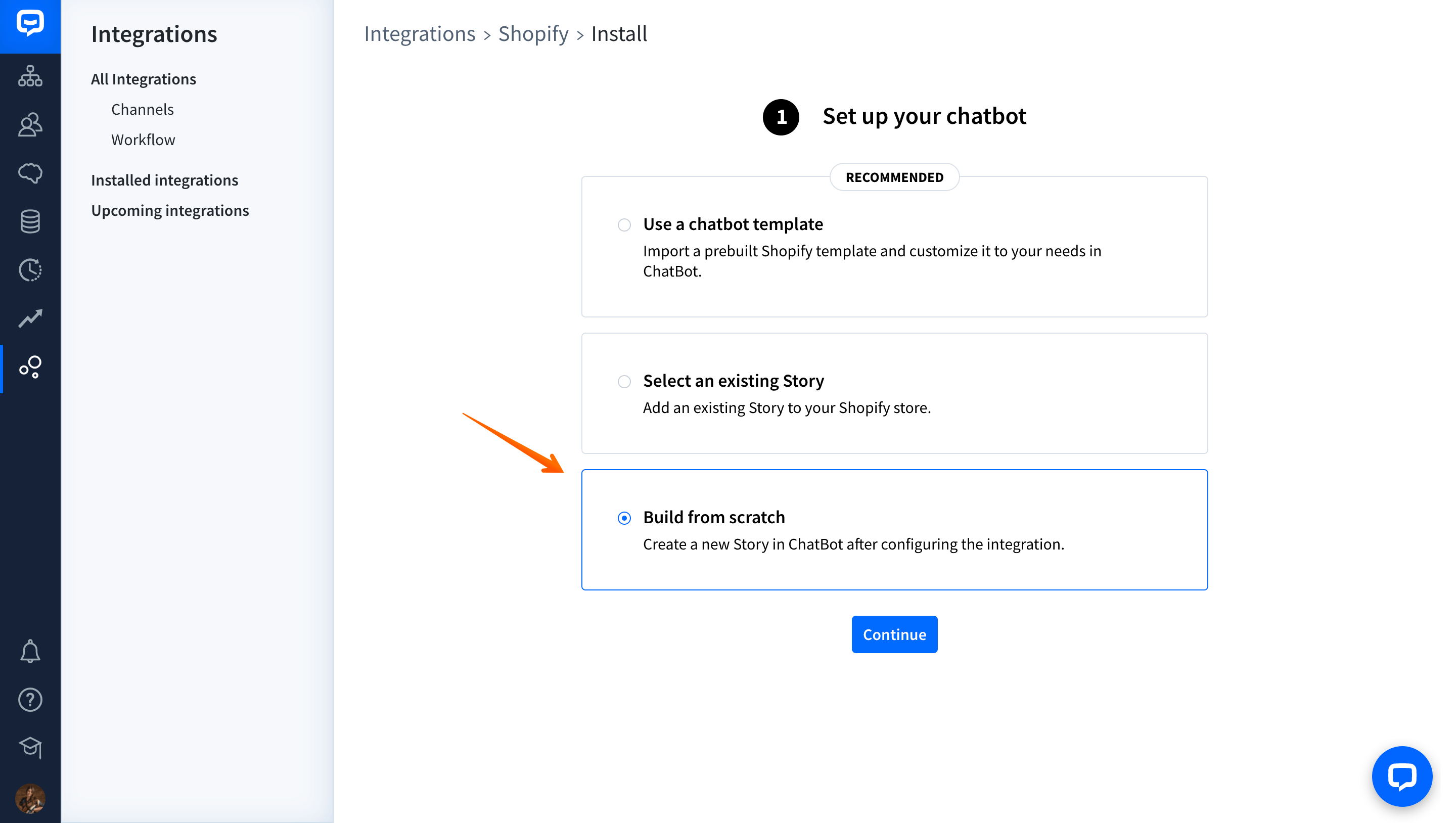 chatbot and shopify installation process