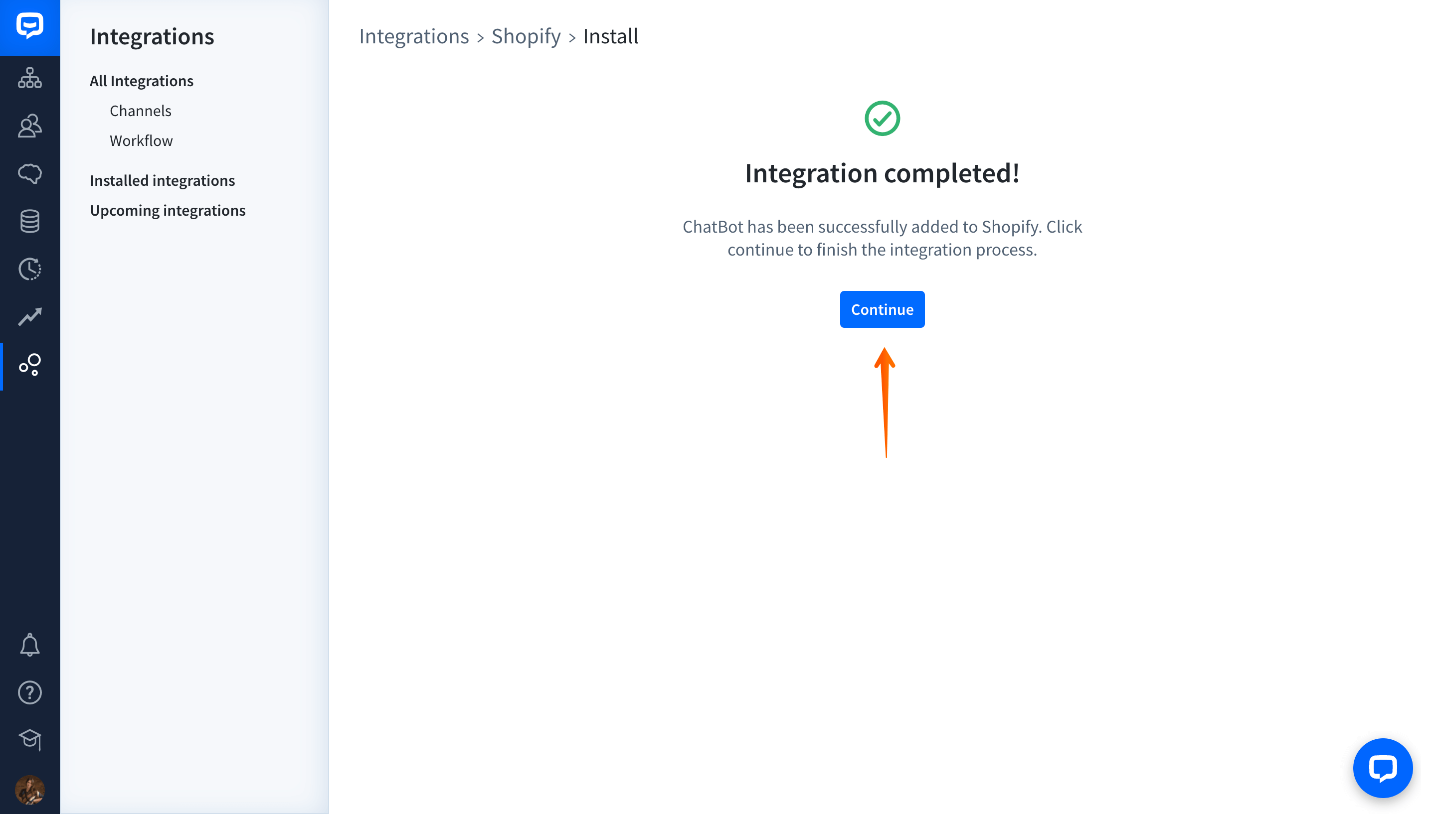 chatbot and shopify installation process