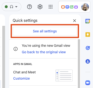 &ldquo;See all settings&rdquo; button in Gmail.