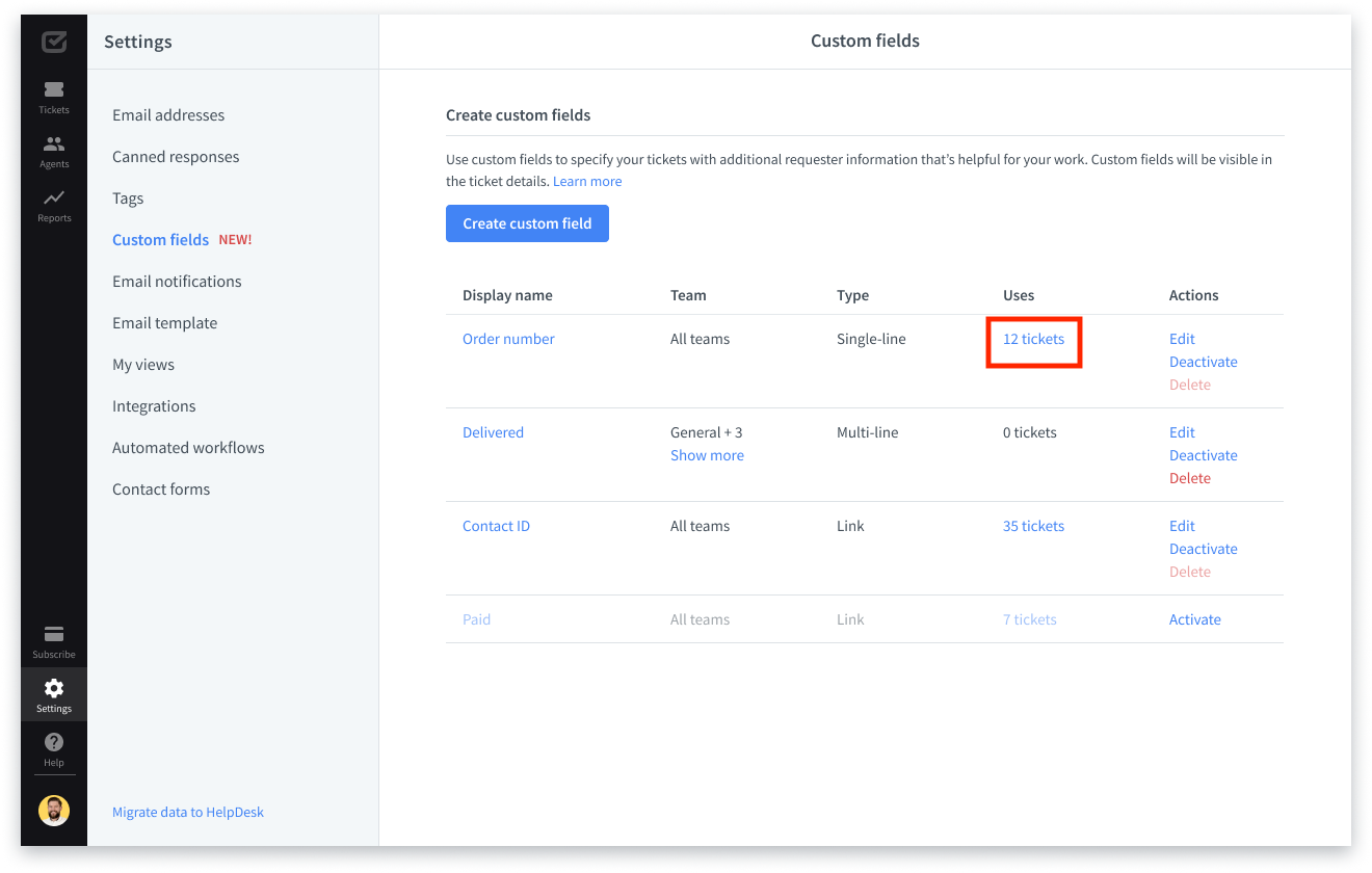 Clearing custom field values from tickets.