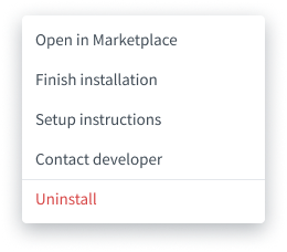 Available actions within apps in the &ldquo;Apps and integrations&rdquo; category.