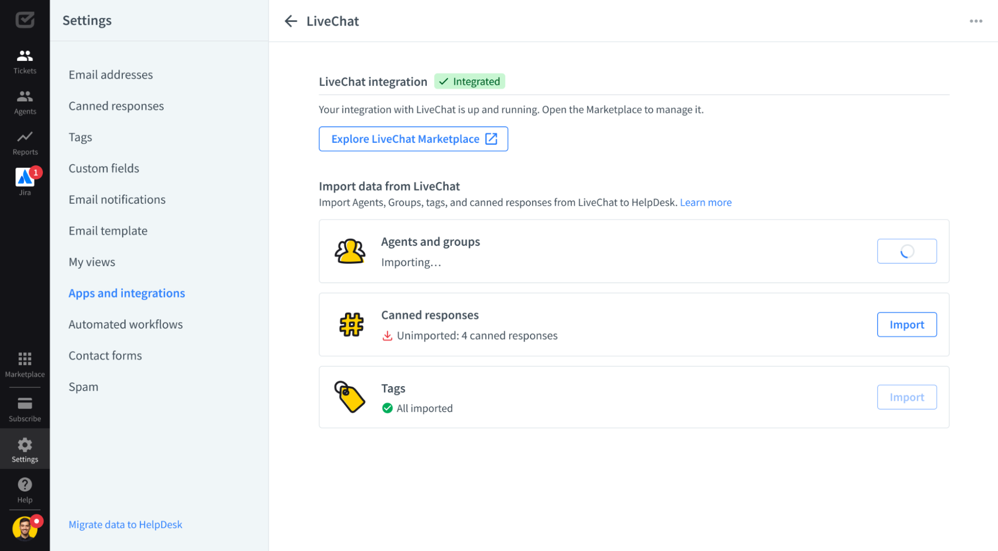 Livechat Integration Import Data From Livechat To Helpdesk Helpdesk Help Center Livechat Integration Import Data From Livechat To Helpdesk Helpdesk Help Center