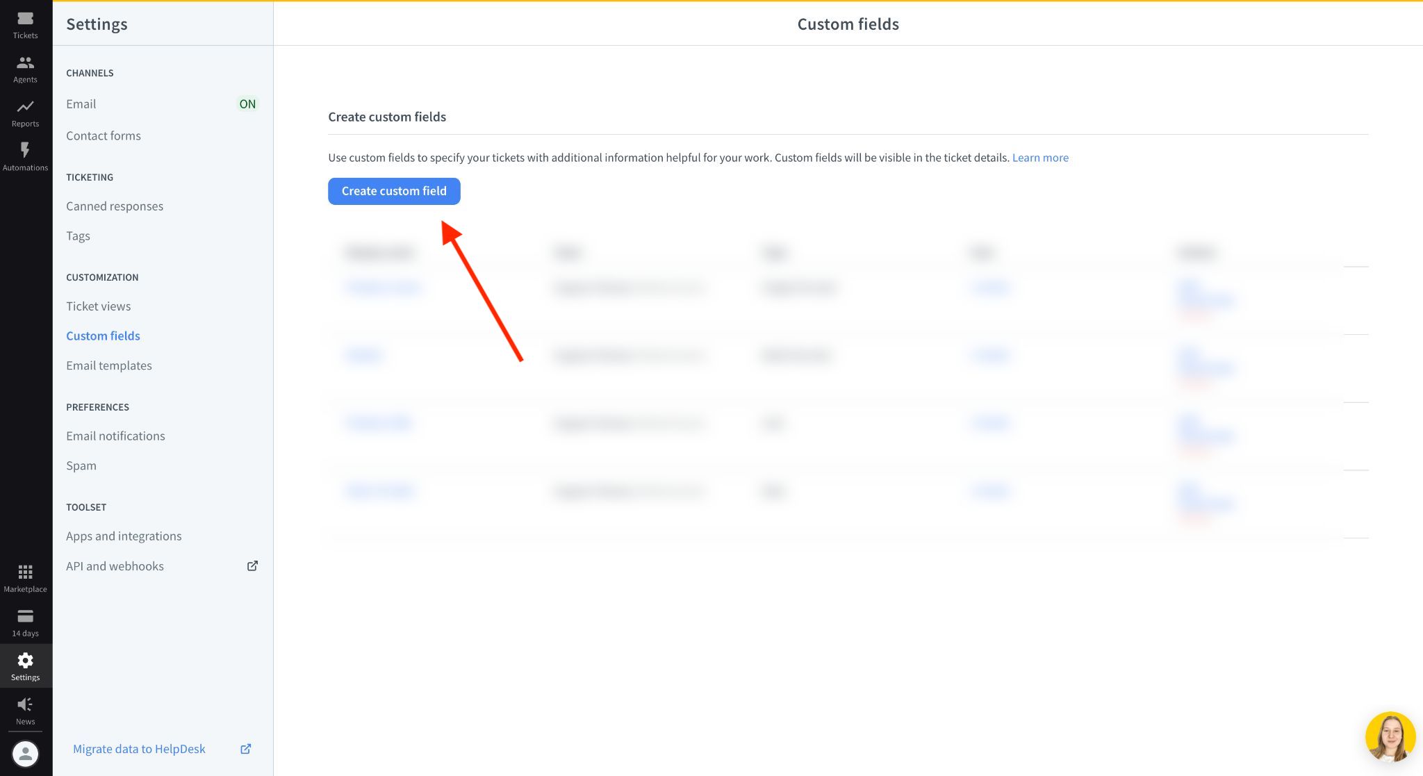 Creation of the custom field in HelpDesk.