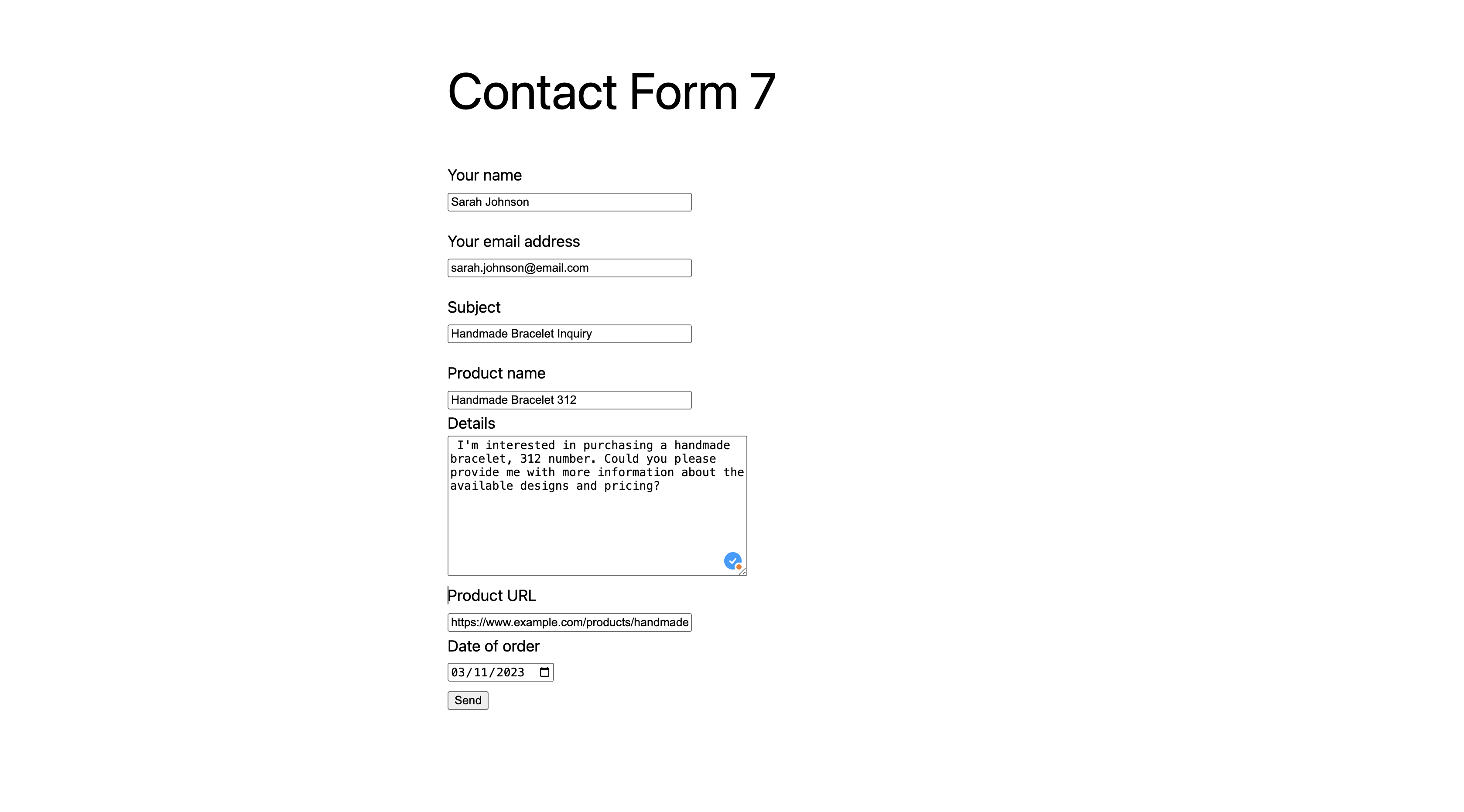 Testing the contact form.