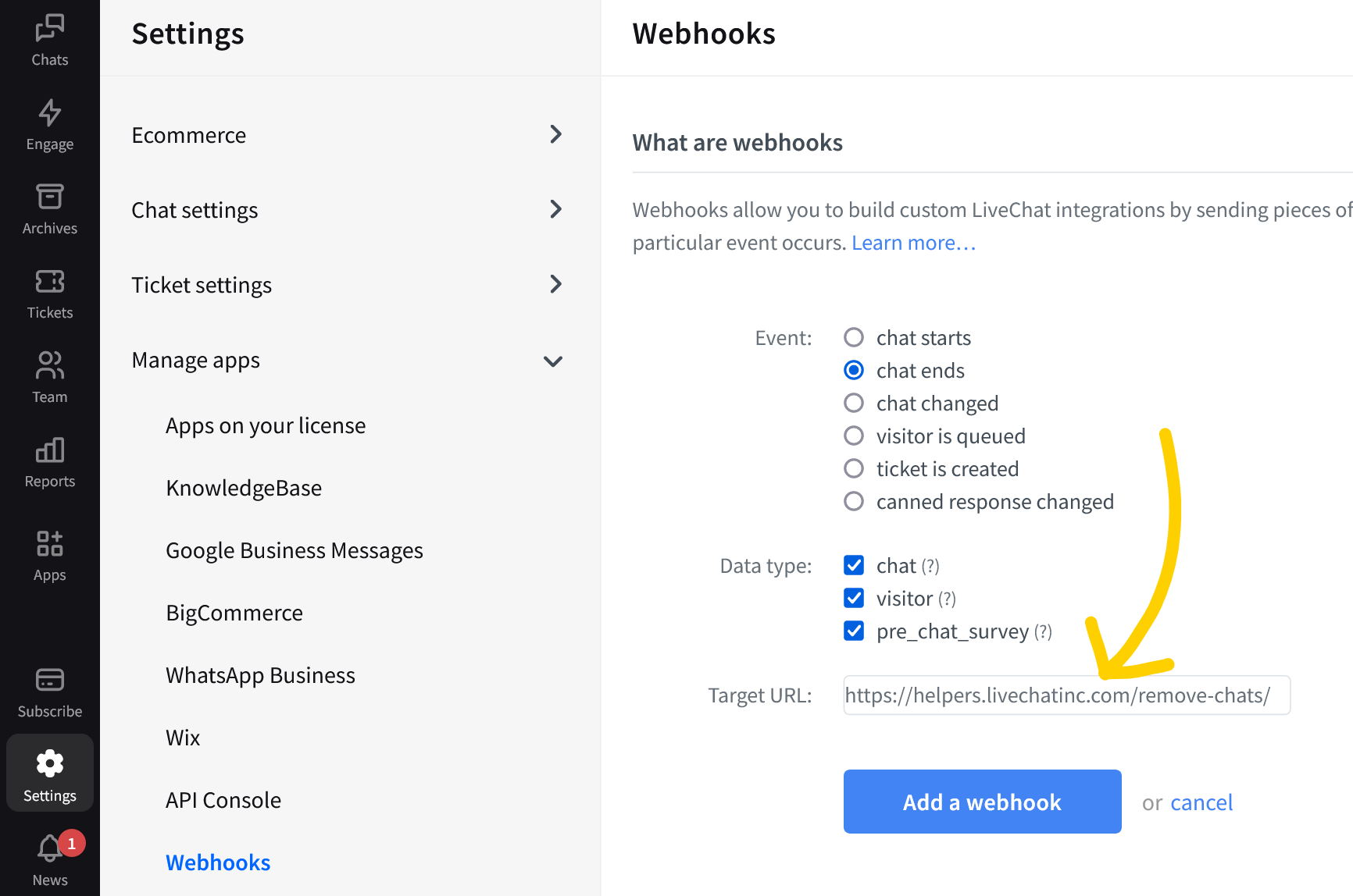 LiveChat HIPAA compliant: configure your data settings and target URL address