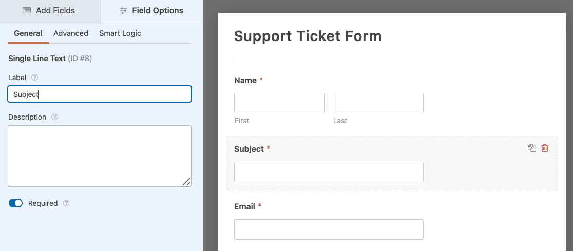 Support Ticket Form creation