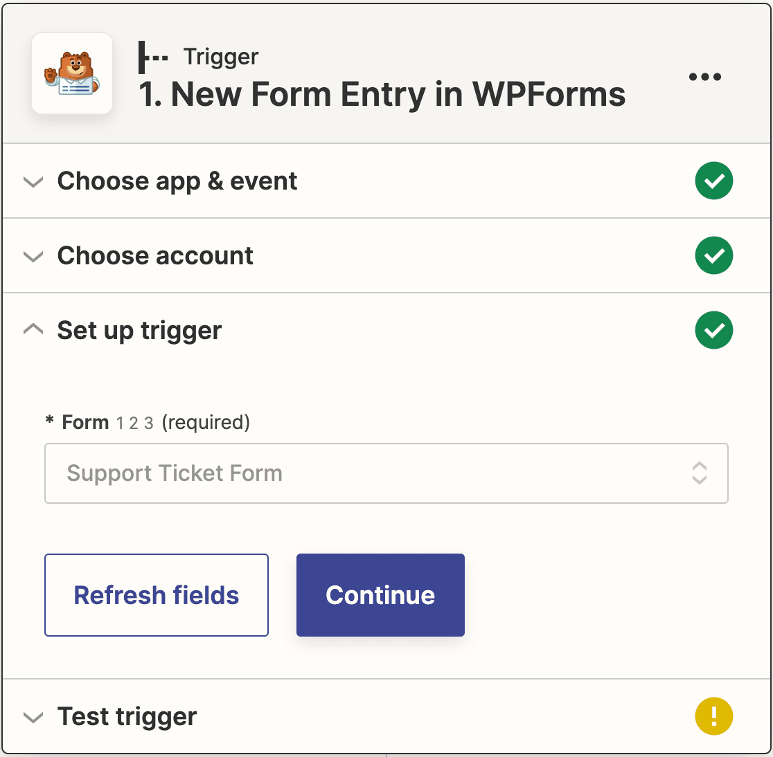 Connecting WPForm in Zapier