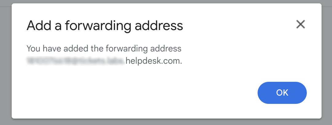 Completing email forwarding in Gmail/Google Workspace.