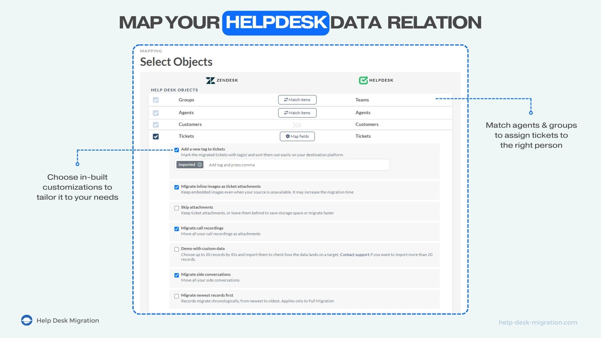 Select the data you want to migrate.