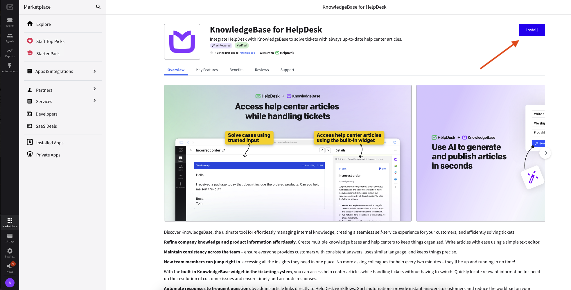 Installing KnowledgeBase to use in HelpDesk.