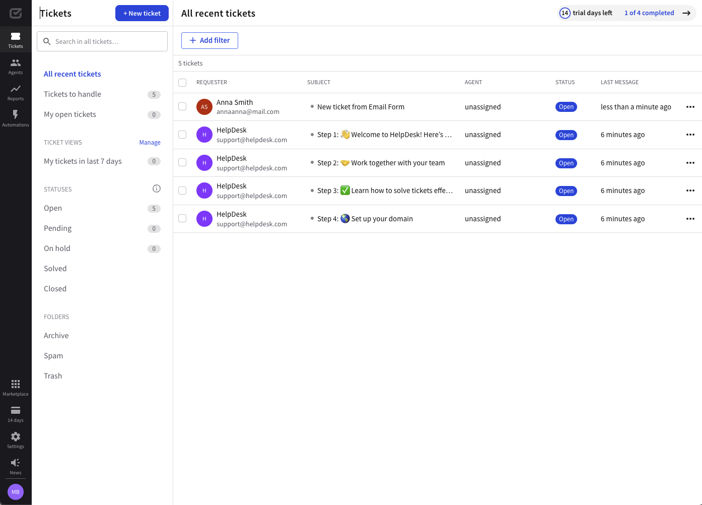 A new HelpDesk ticket created from a submitted Webflow contact form.