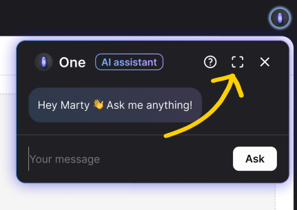 How to enter full screen chat with One AI