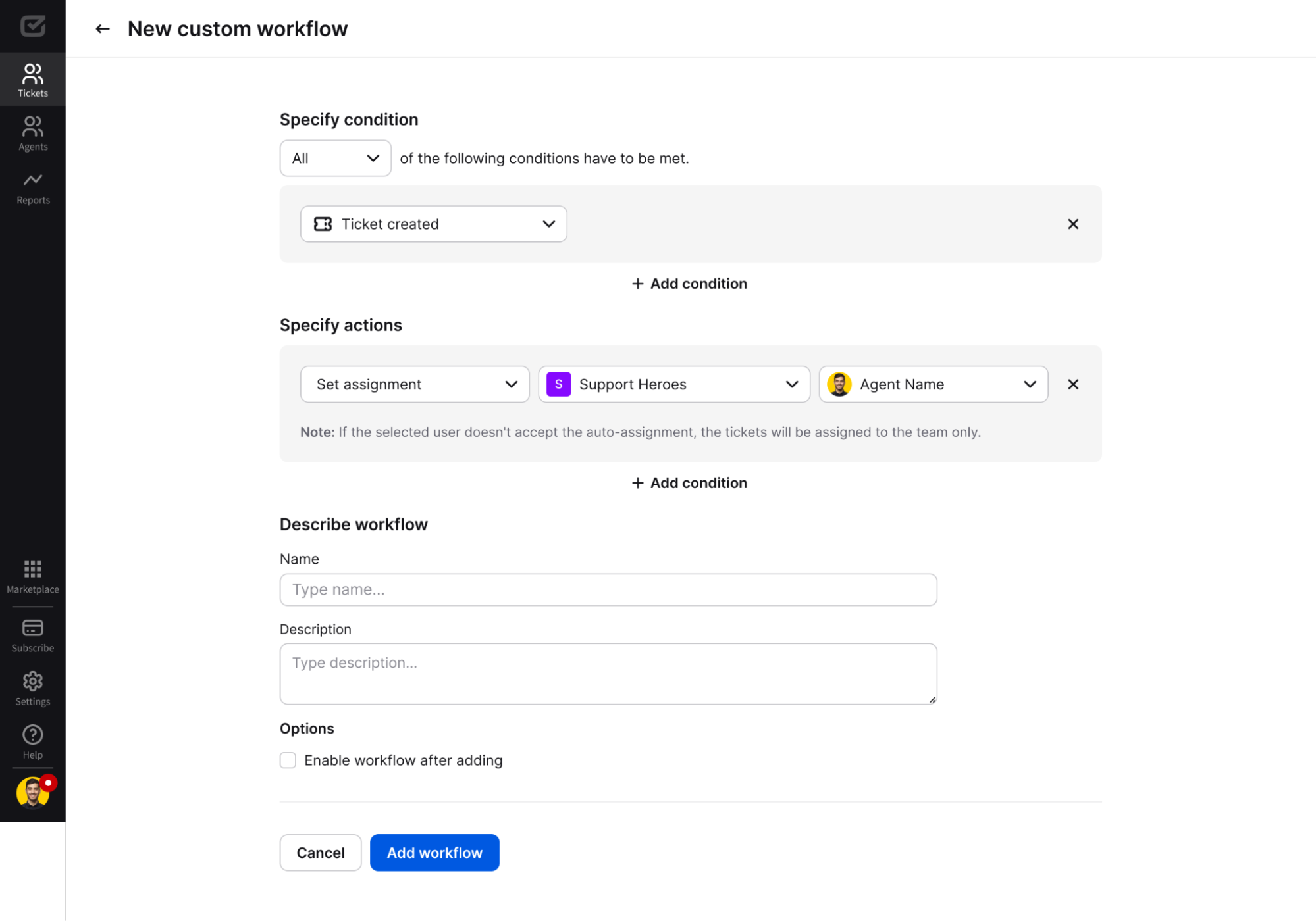 Auto-assignment to a specific user in HelpDesk.