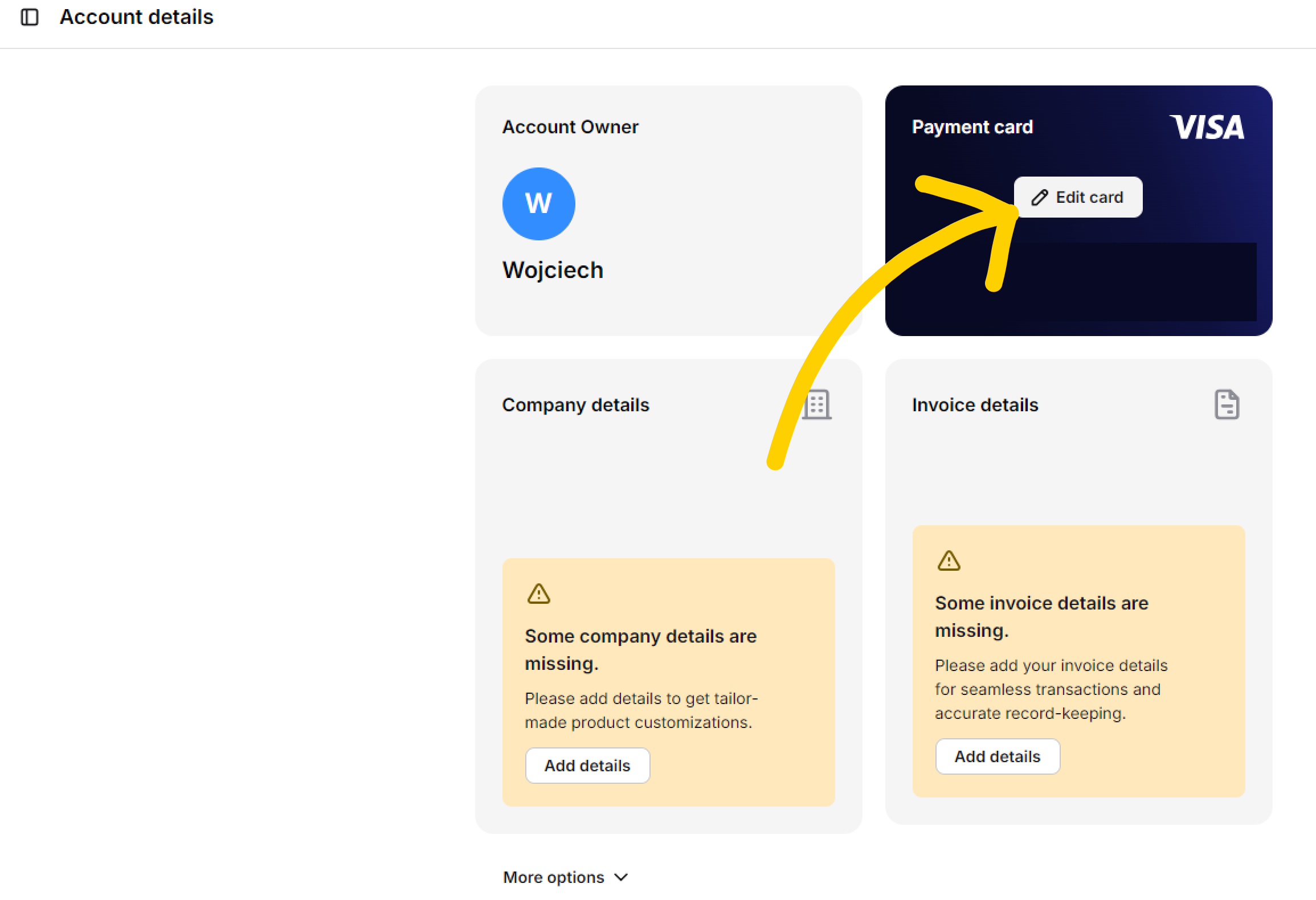 How to edit the credit card on file in LiveChat