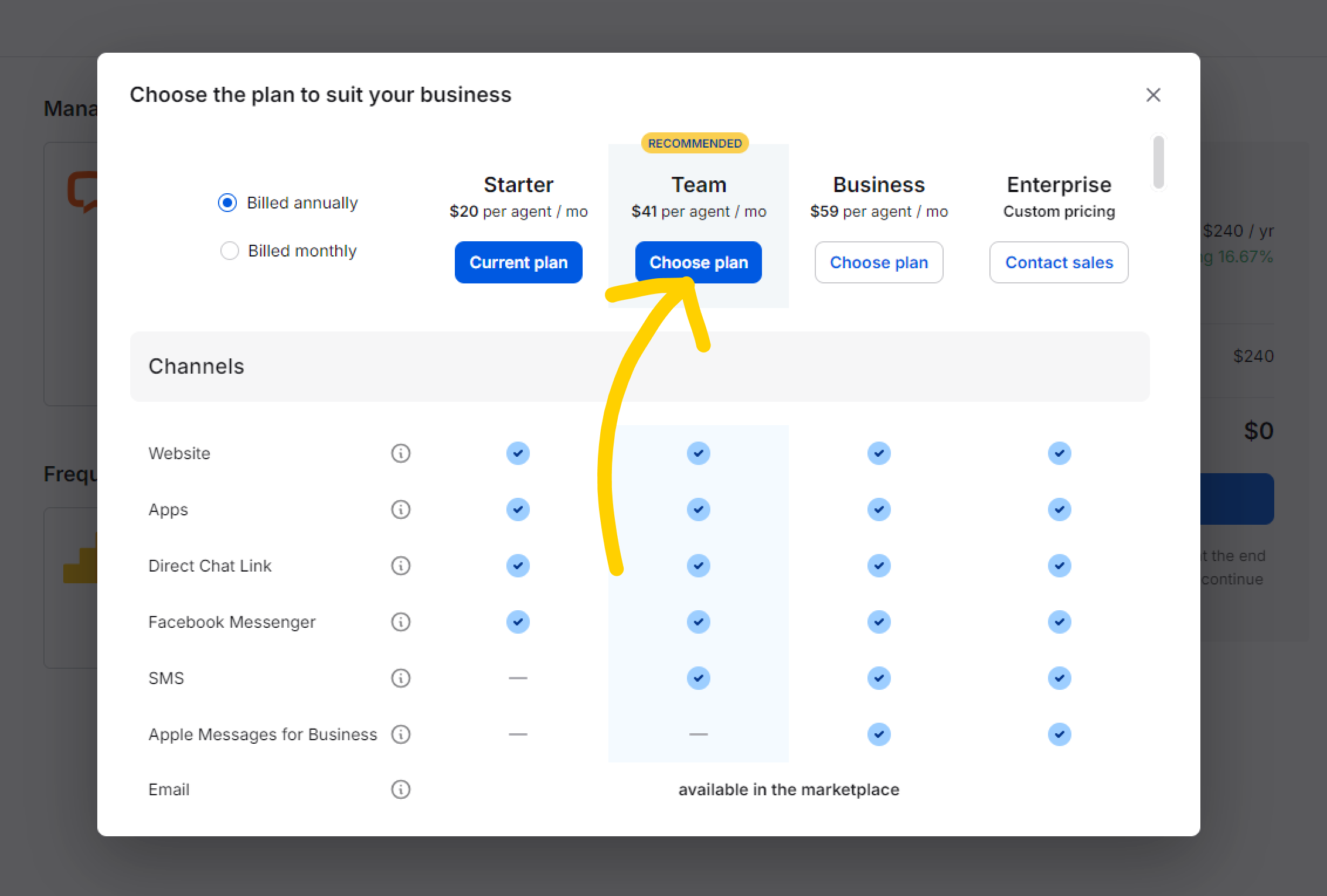 How to change your LiveChat subscription plan