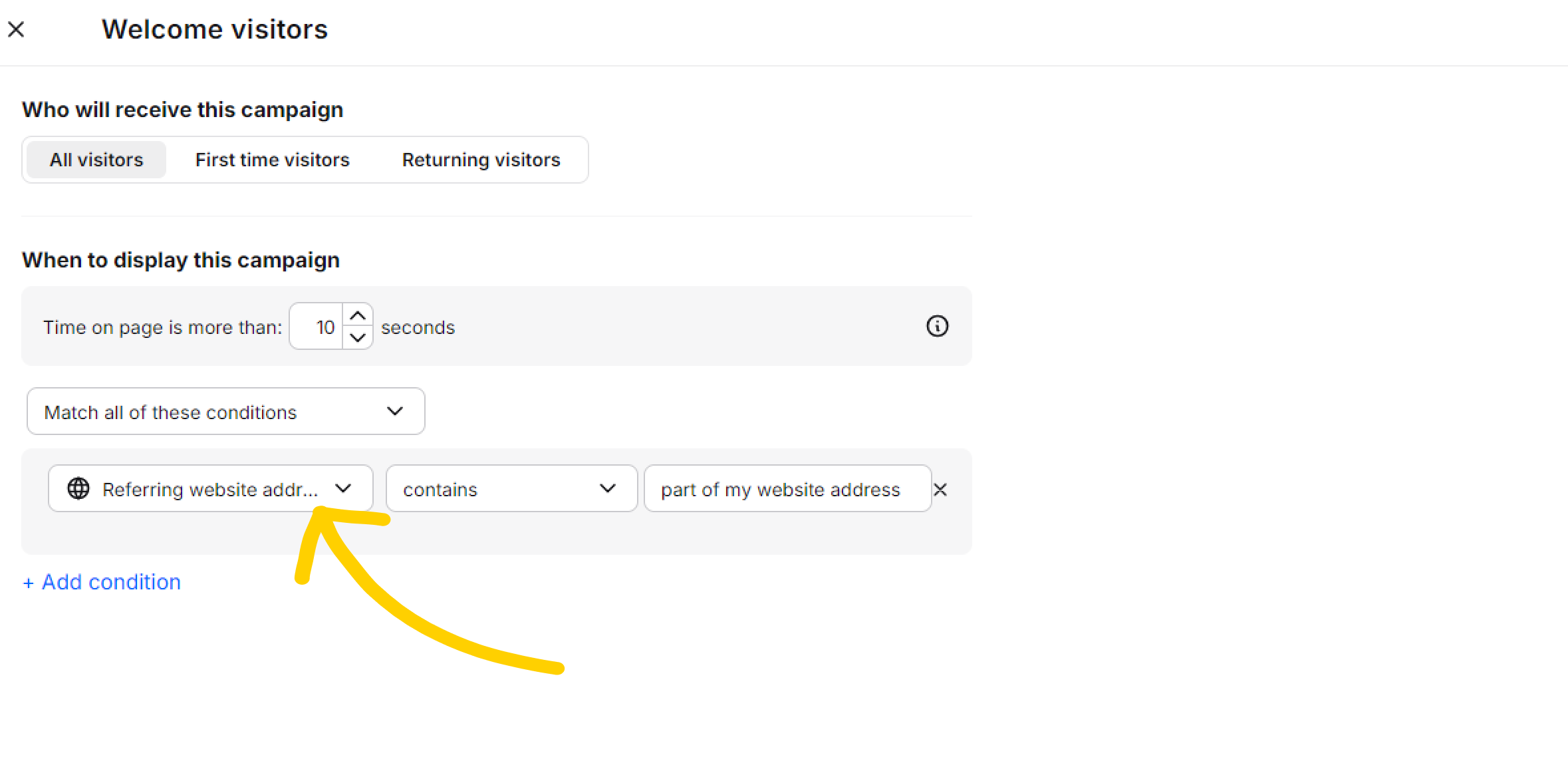 Referring page condition