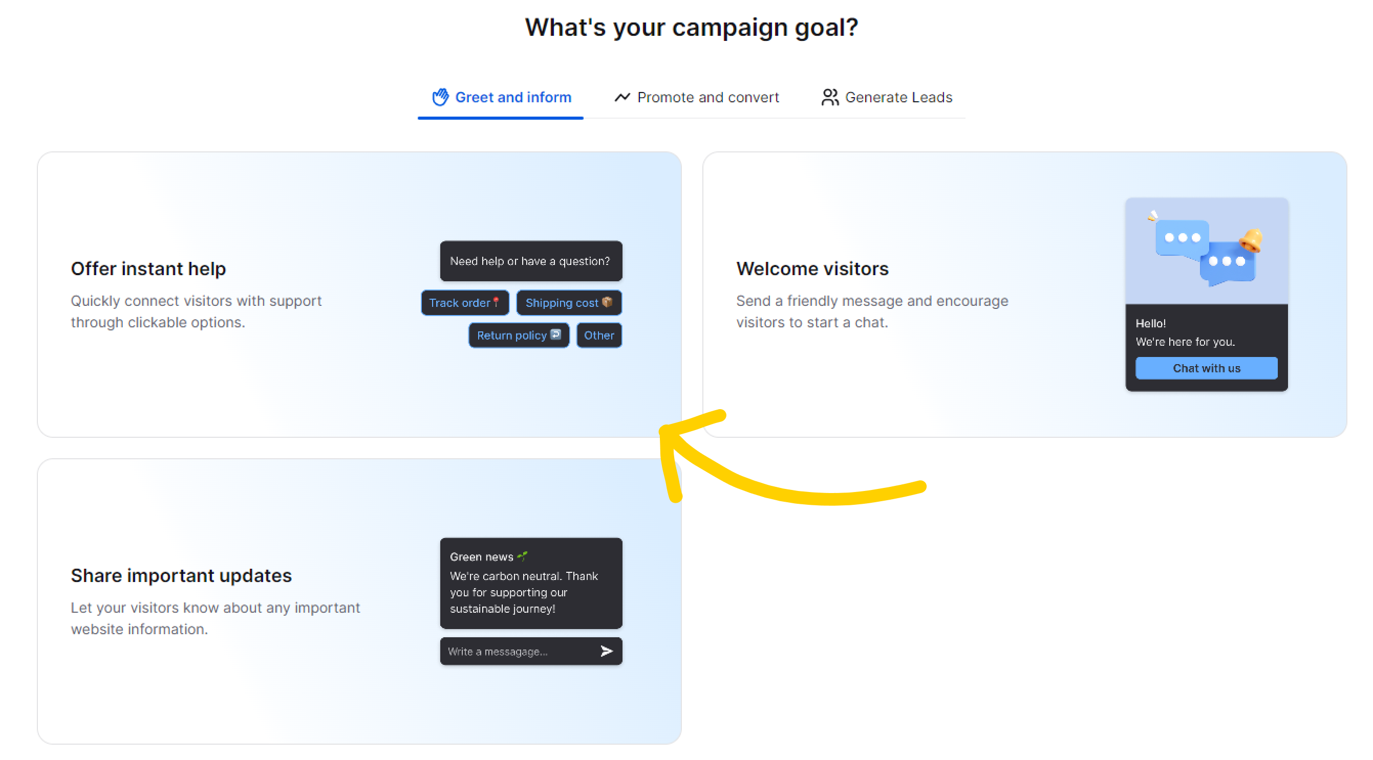 How to pick the instant help campaign template