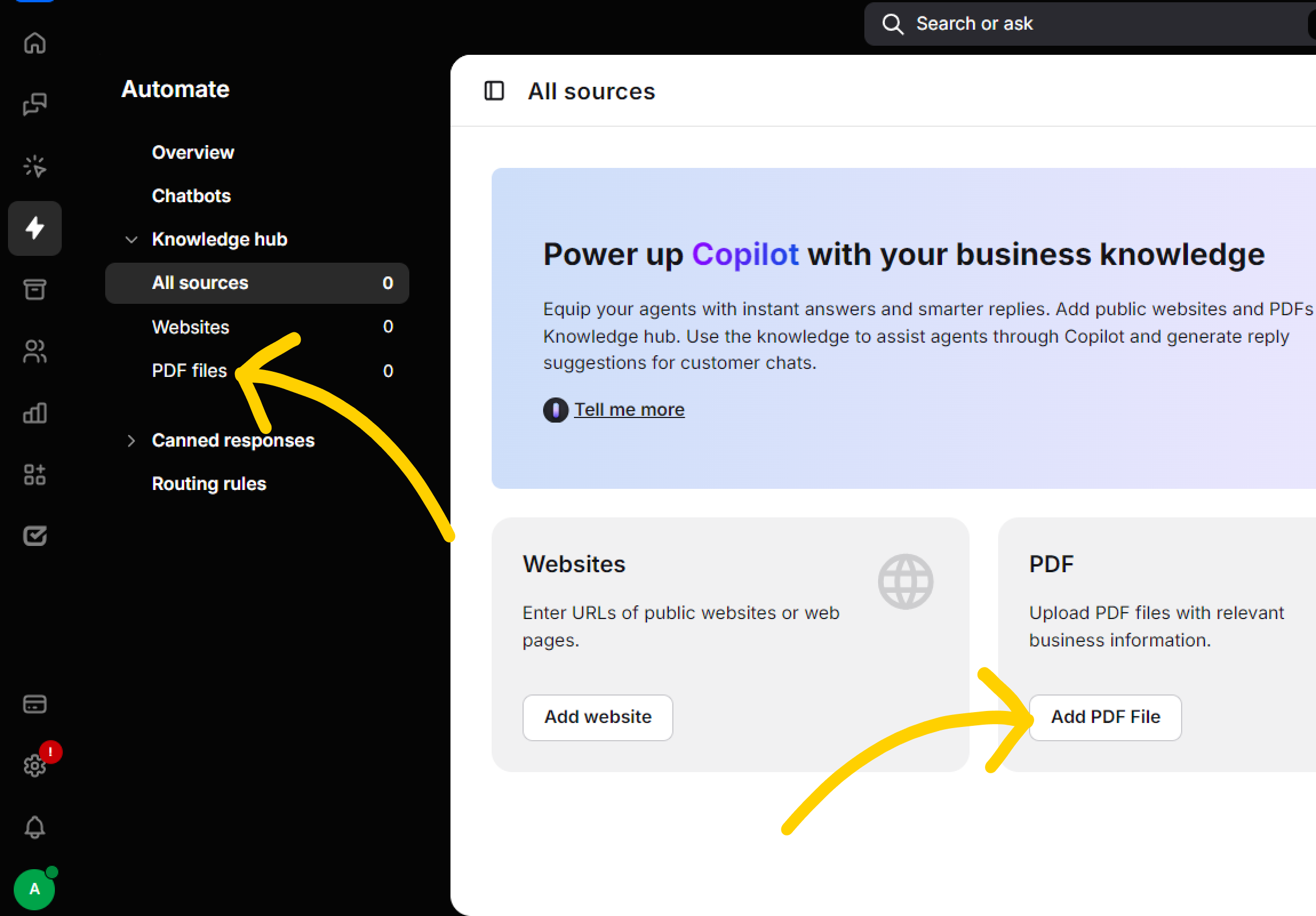 How to add a PDF file as a knowledge source