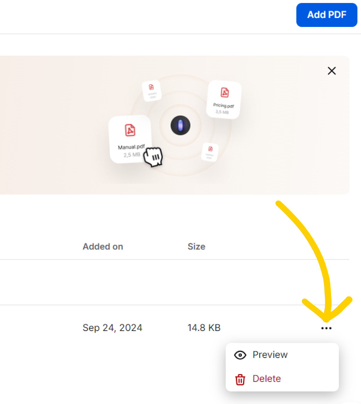 How to manage your PDF file knowledge sources