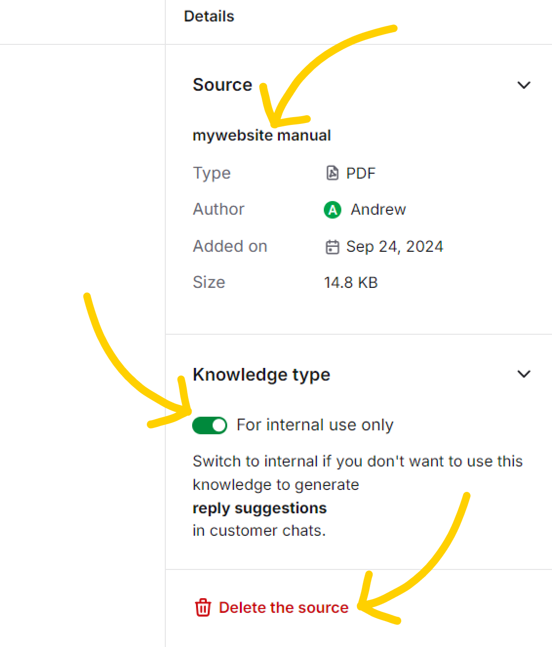 How to manage your PDF file knowledge sources