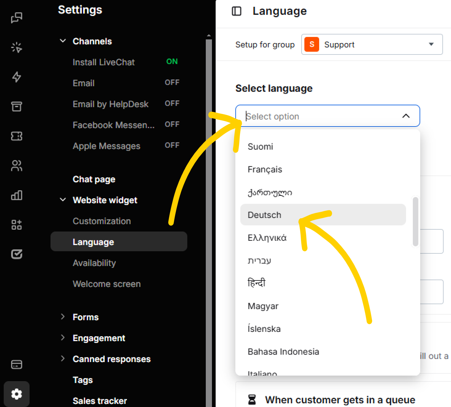 Choose group language