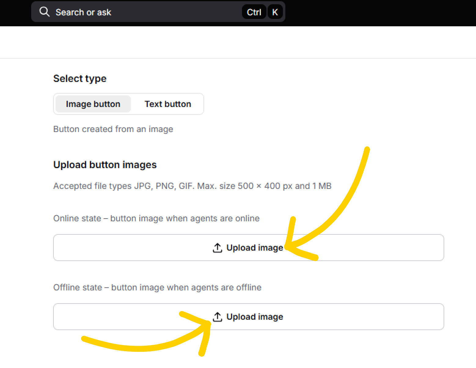 Arrows_pointing_towards_the_upload_image_options_for_LiveChat_buttons