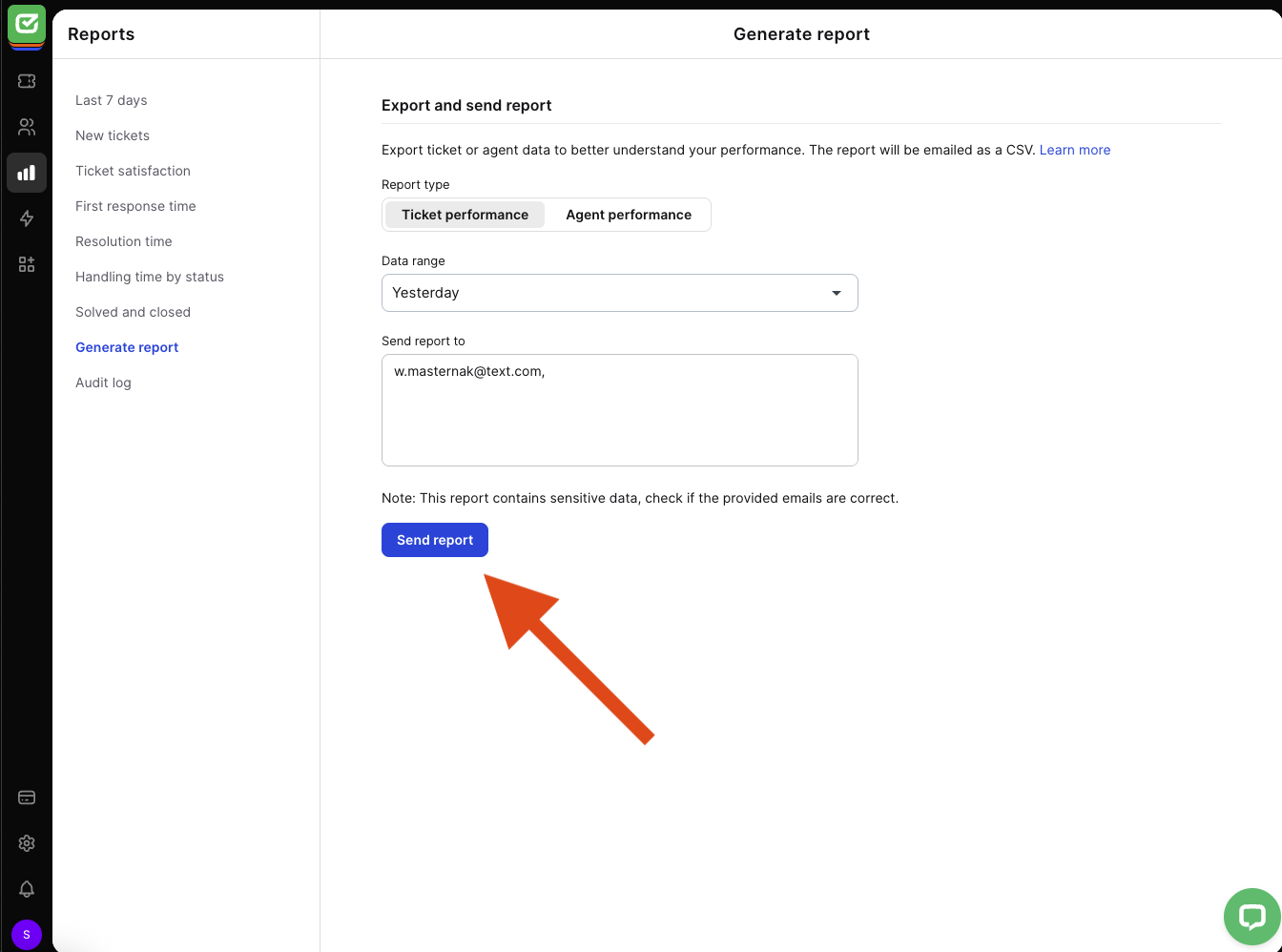 Data range in reports export.