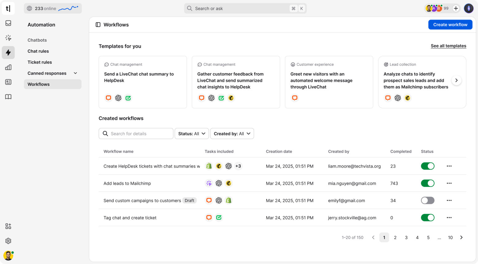 text ap workflows view