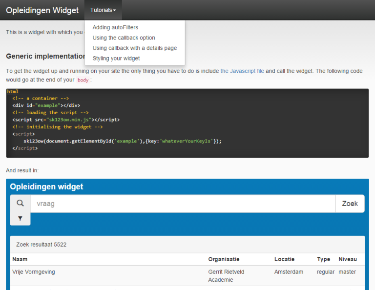 Opleidingen Widget