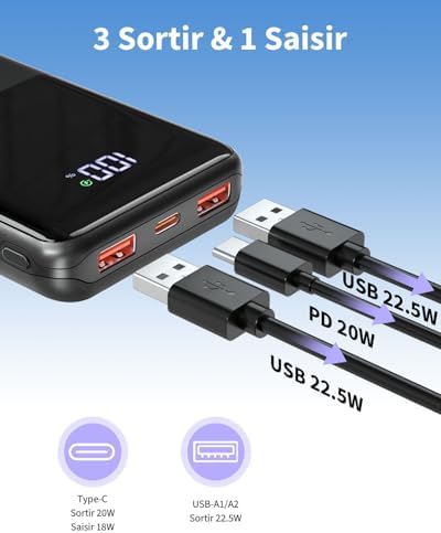 Vue 3 de Batterie Externe Mah