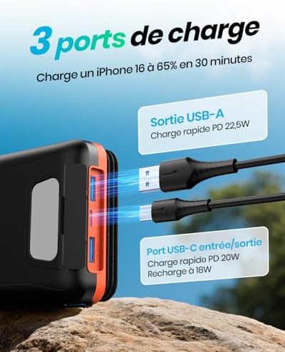 Vue 4 de Chargeur Solaire Power Bank