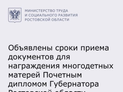 Награждение многодетных матерей в Ростовской области