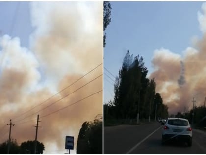 Шахтинцы сняли на видео масштабный пожар под Новочеркасском