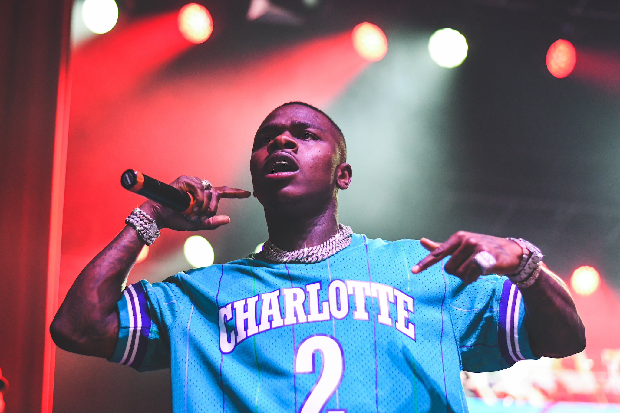 The blue jersey Charlotte worn by DaBaby in DaBaby - BOP on Broadway (Hip  Hop Music)