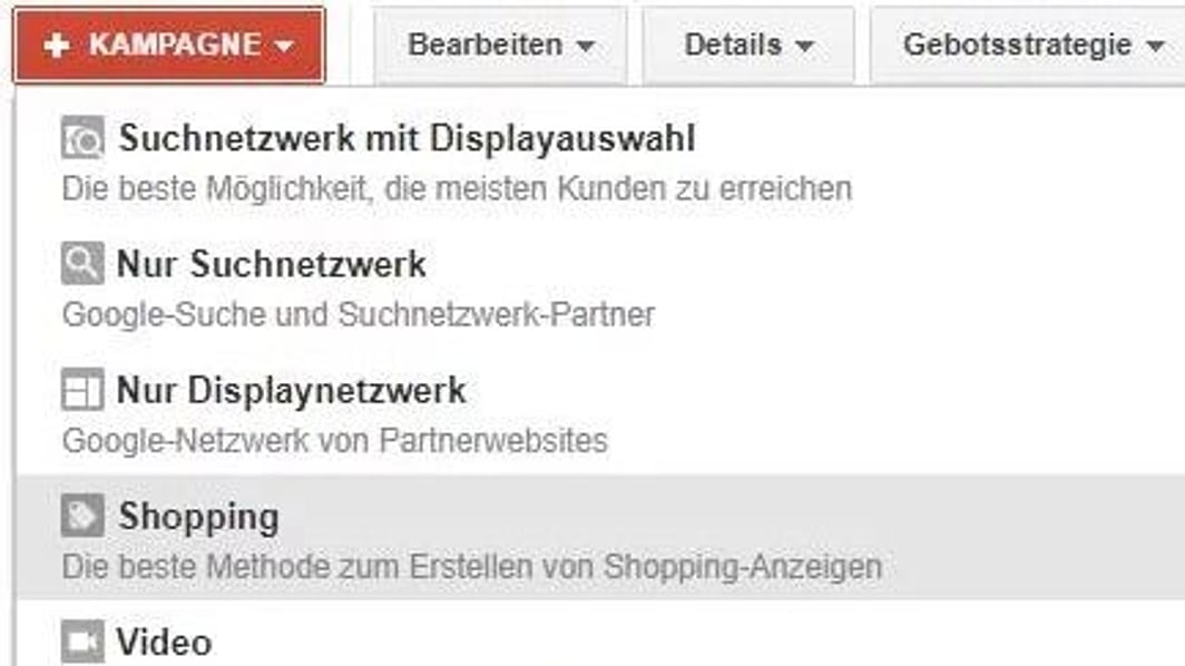 Übersicht von Google-Kampagnen