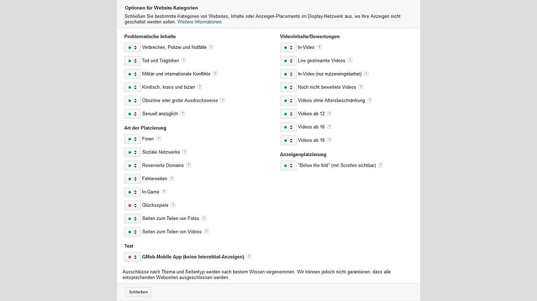 Anpassungsmöglichkeiten für Mobile-App-Placements
