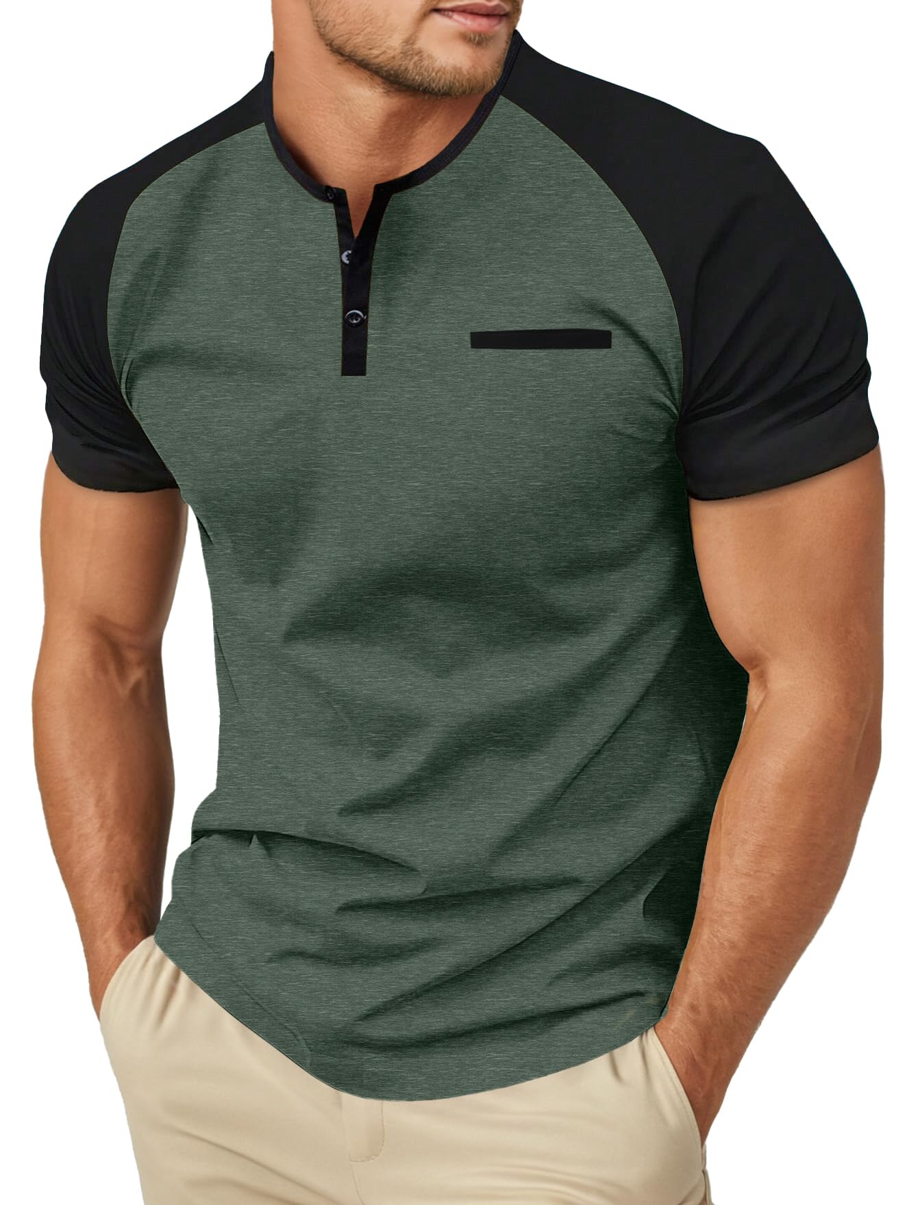 Cotton Henley Pocket Tee