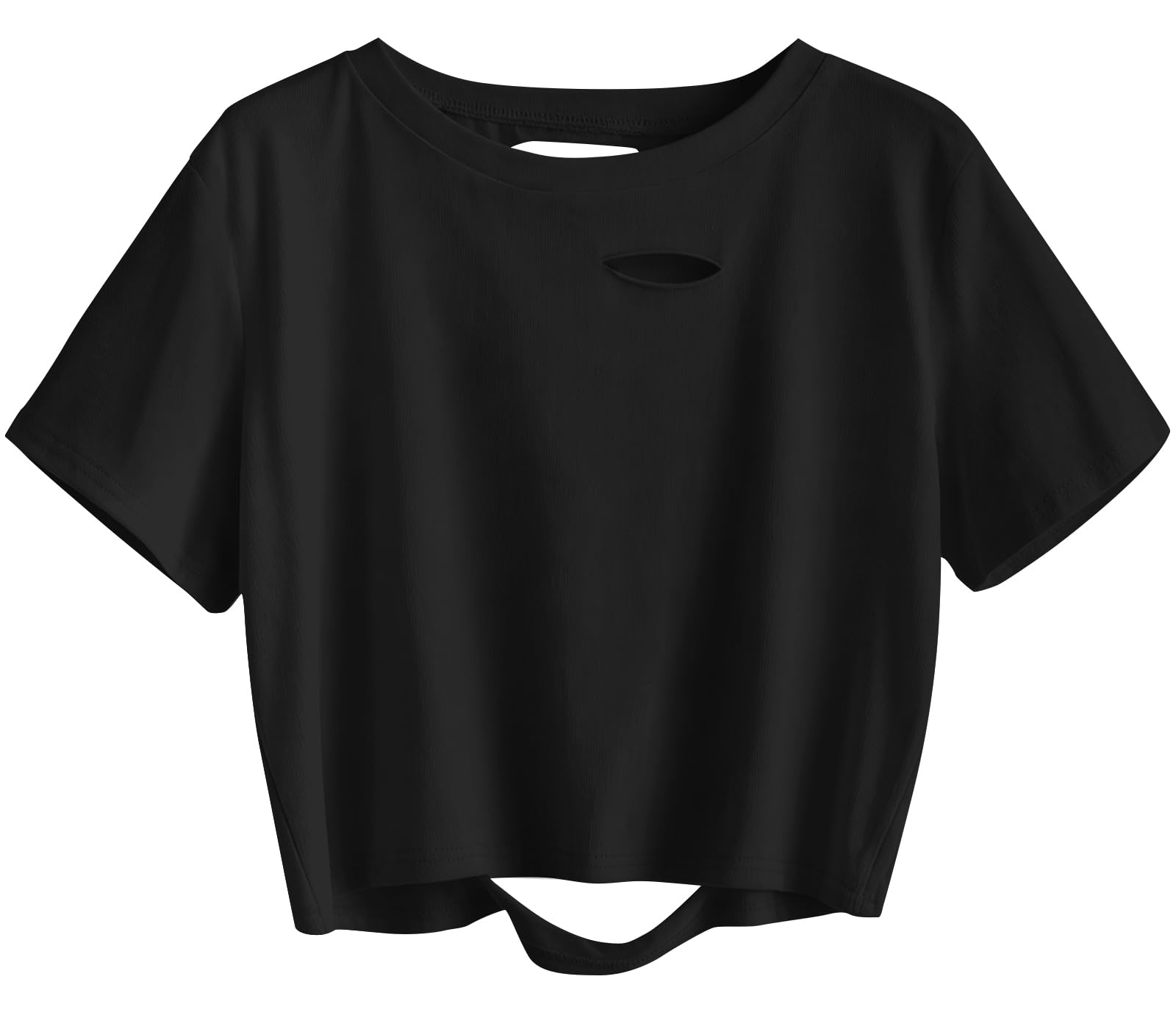Ripped Crew-Neck Crop Tee