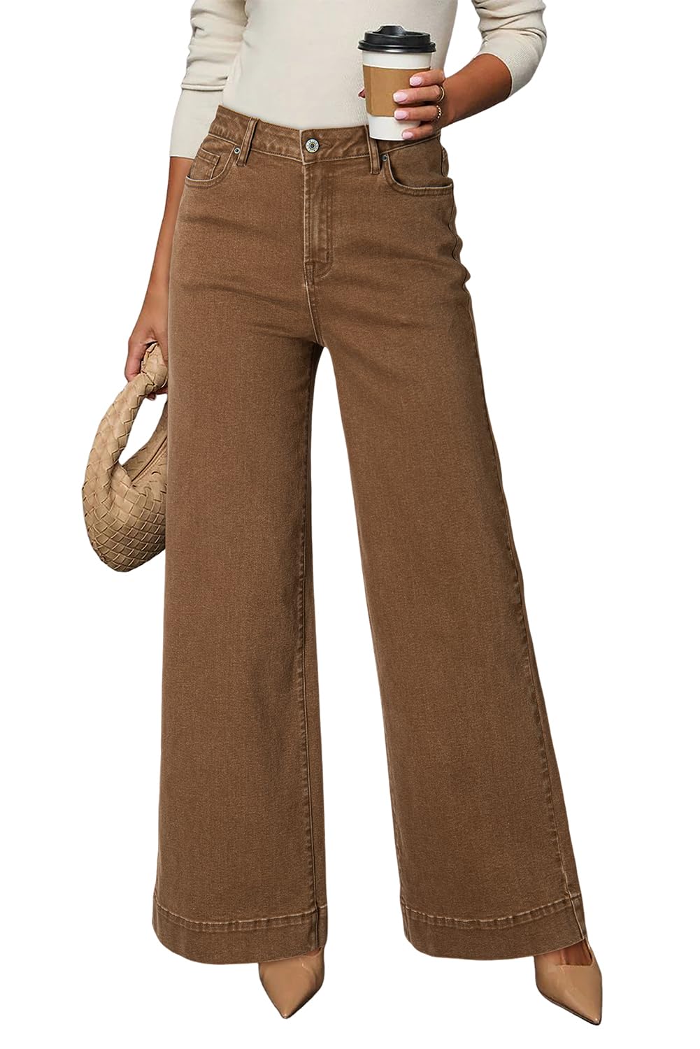 High-Waisted Loose Denim Pants