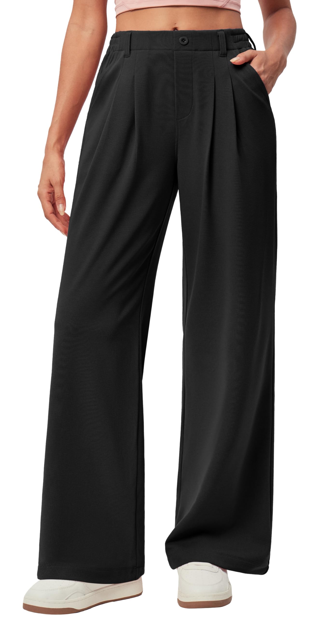 Pull-On Wide-Leg Dress Pants