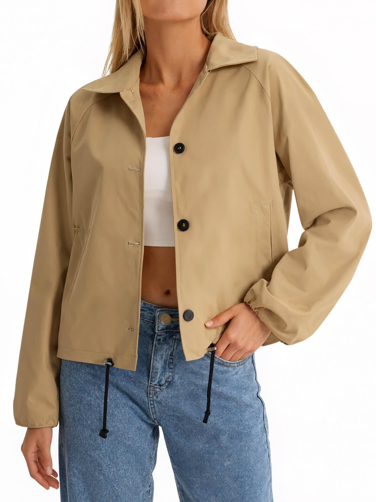 Cropped Bomber Trench Jacket